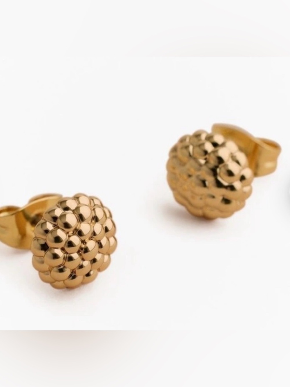 Gold Textured Stud Earrings Dainty Ball Minimal Everyday Studs